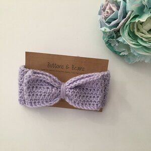 Newborn Lilac Crochet Head Band, Ear Warmer, Winter, Warm, Rainbow Hair Wrap